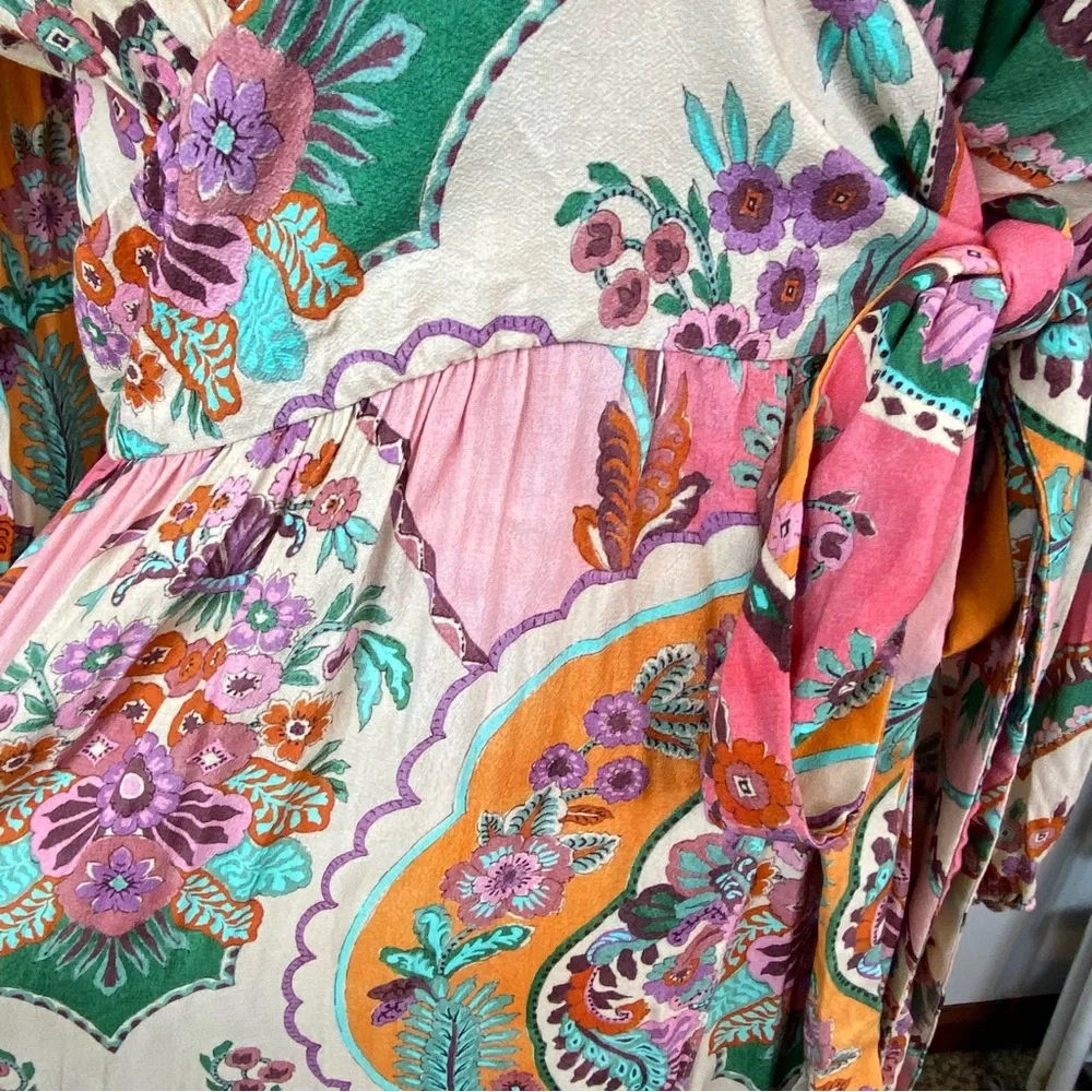 Elegant Multicolor Wrap Dress - Picture 4 of 6